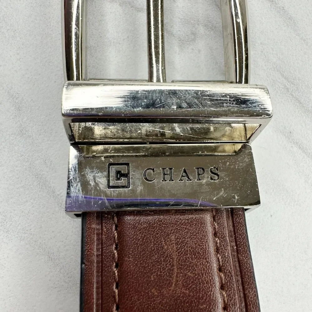 Chaps Black and Brown Faux Leather Reversible Belt Size Small S Kids Youth